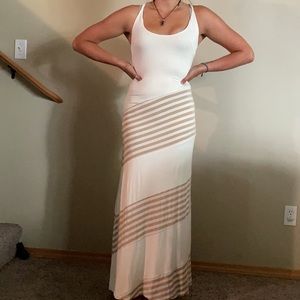Bebe white/beige maxi dress XXS double layered